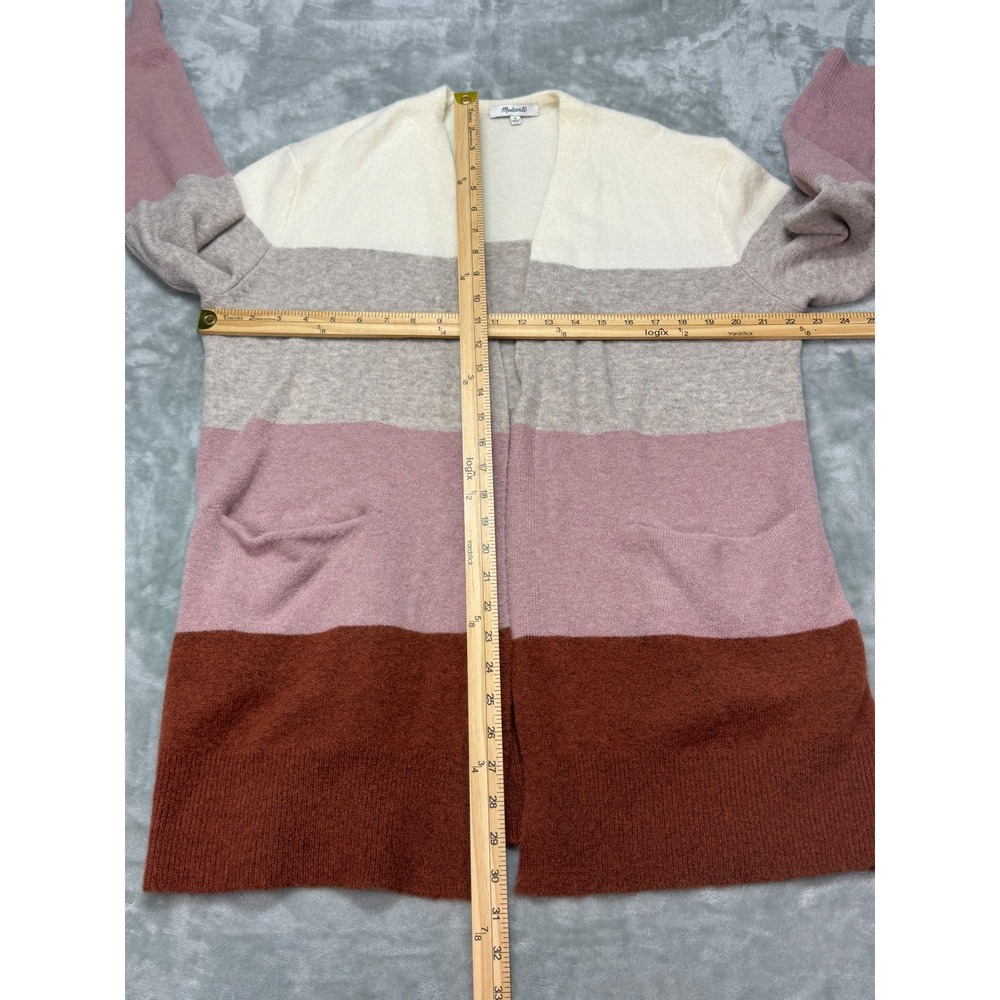 Madewell Cardigan Sweater M Color Block Open Front Knit Pink Brown Beige - Picture 4 of 8